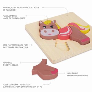 Merle Toys - Erstes Holzpuzzle auf dem Bauernhof, Steckpuzzle 5