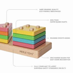 Merle Toys - erstes geometrisches Steckspiel - Formen-Sortierspiel aus Holz 5