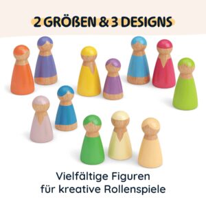 Merle Toys - Regenbogen Holzfiguren, Waldorf Spielzeug ab 2 Jahre 3