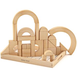 Merle Toys® Holzbausteine ab 2 3 4 Jahren, Bauklötze aus Holz, Montessori Kindergarten Spielzeug, Kreativ-Set aus 30 Bausteinen 2