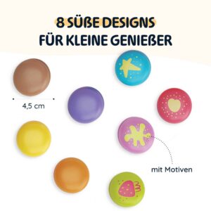 Merle Toys® Kinderküche Zubehör aus Holz, 8 Bunte Macarons mit Klettverschluss für Kinder ab 2 3 4 Jahren, ideal für Spielküche, Kaufladen & Kaufmannsladen 4