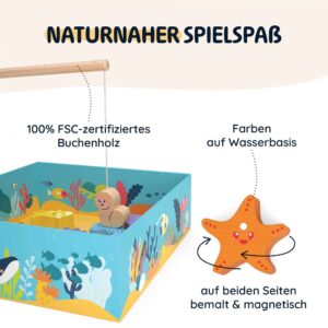 Merle Toys - Merle Toys® Angelspiel ab 2 3 4 Jahren, Fische Angeln Magnetspiel aus Holz, Gesellschaftsspiele ab 2 Jahre für Kinder 5