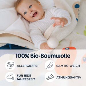 Merle Toys - Gestrickte Babydecke aus 100% Bio-Baumwolle, Kinderwagendecke, Kuscheldecke, Baby Decke 3D Australien 3