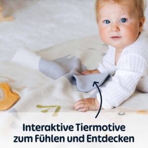 Merle Toys - Gestrickte Babydecke aus 100% Bio-Baumwolle, Kinderwagendecke, Kuscheldecke, Baby Decke 3D Safari 2