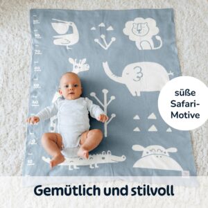 Merle Toys - Gestrickte Babydecke aus 100% Bio-Baumwolle, Kinderwagendecke, Kuscheldecke, Baby Decke Blau 6