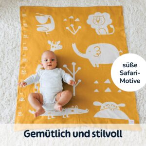 Merle Toys - Gestrickte Babydecke aus 100% Bio-Baumwolle, Kinderwagendecke, Kuscheldecke, Baby Decke Gelb 6