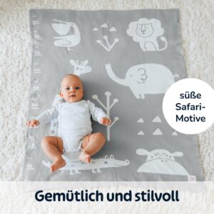 Merle Toys - Gestrickte Babydecke aus 100% Bio-Baumwolle, Kinderwagendecke, Kuscheldecke, Baby Decke Grau 6