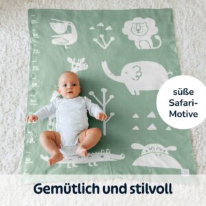 Merle Toys - Gestrickte Babydecke aus 100% Bio-Baumwolle, Kinderwagendecke, Kuscheldecke, Baby Decke Grün 6