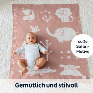 Merle Toys - Gestrickte Babydecke aus 100% Bio-Baumwolle, Kinderwagendecke, Kuscheldecke, Baby Decke Rosa 6